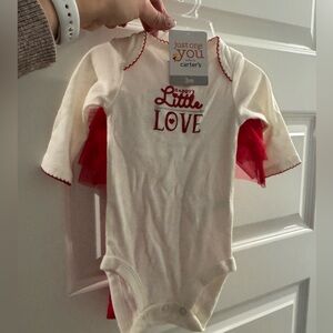 Carter's Daddy's Little Love Cream and Red Onesie